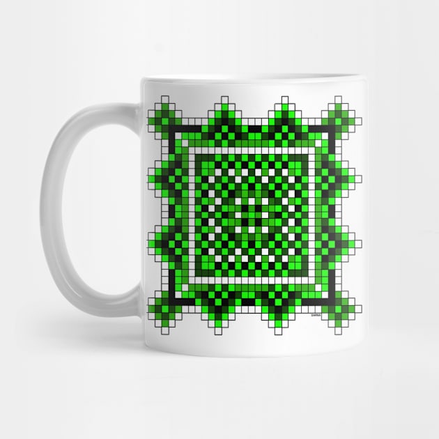 pixelated green mandala by DARNA